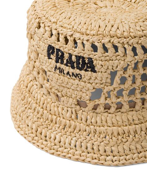 prada bucket hat white|prada raffia hat.